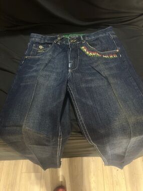 Men's Dark Blue Denim LRG embroidered jeans-size 32x32-#569